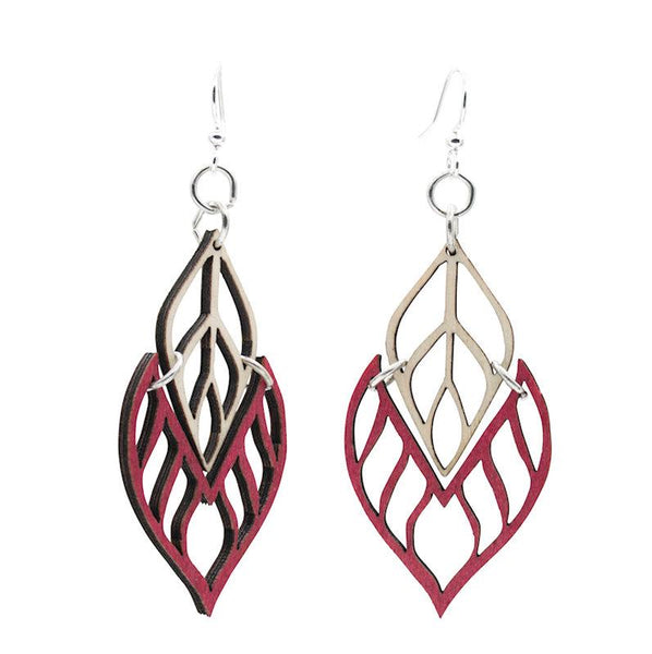 Flame Tip Wood Earrings #1651