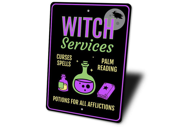 Witch Services Metal Halloween Sign- 3 Sizes