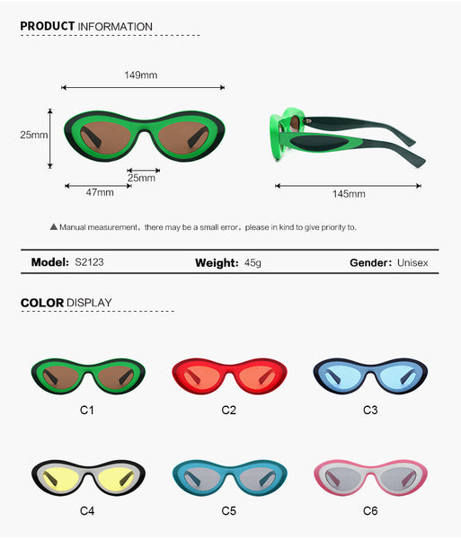 Alba - Oval Retro Round Tinted Fashion Sunglasses