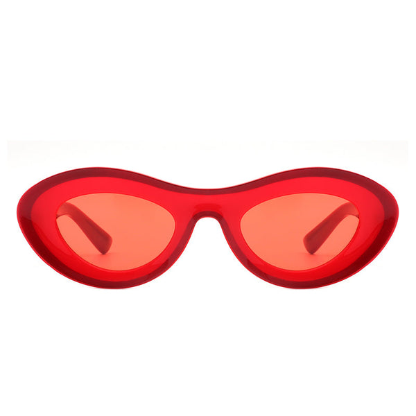 Alba - Oval Retro Round Tinted Fashion Sunglasses