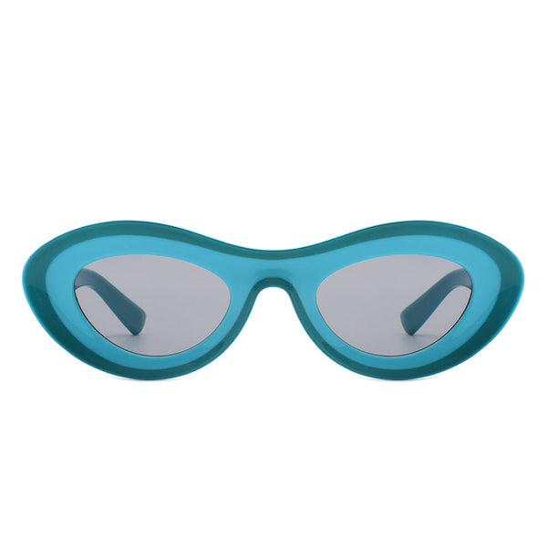 Alba - Oval Retro Round Tinted Fashion Sunglasses