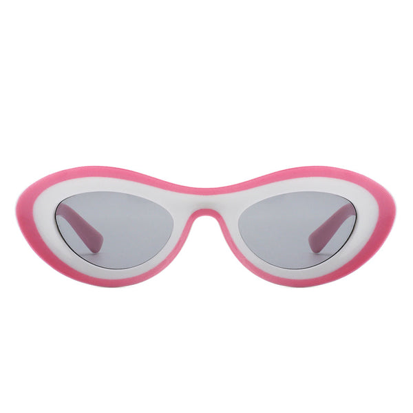 Alba - Oval Retro Round Tinted Fashion Sunglasses