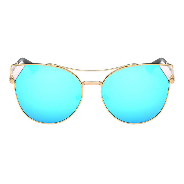 Aspen - Women Trendy Mirrored Lens Cat Eye Sunglasses