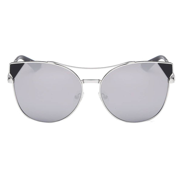 Aspen - Women Trendy Mirrored Lens Cat Eye Sunglasses