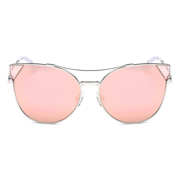 Aspen - Women Trendy Mirrored Lens Cat Eye Sunglasses