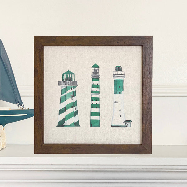 Green Lighthouses - Framed Sign