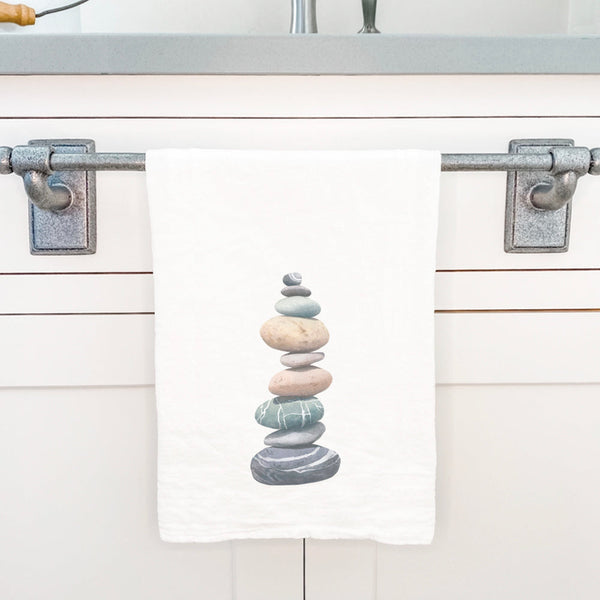 Watercolor Stacked Pebbles - Cotton Tea Towel