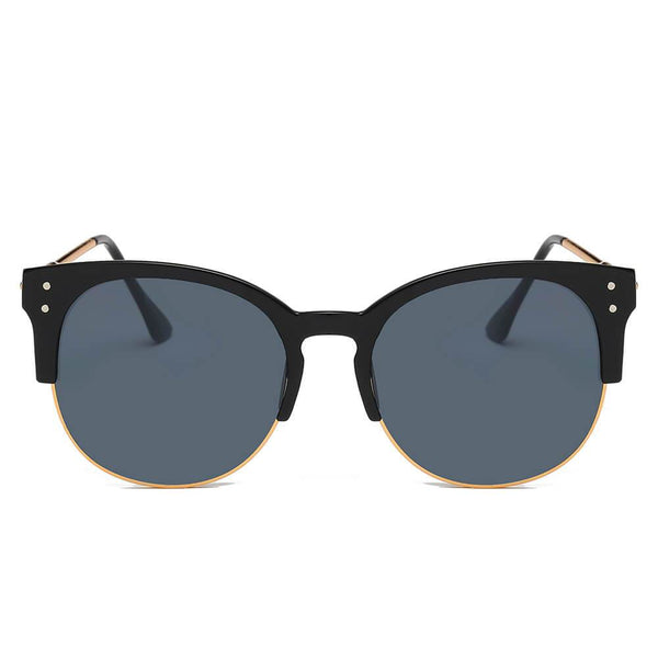 ABANDA |  Round Mirrored Flat Lens Half Frame Sunglasses Circle