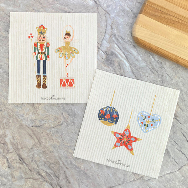 Nutcracker & Snow Queen, Ornaments 2 pk - Swedish Dish Cloth