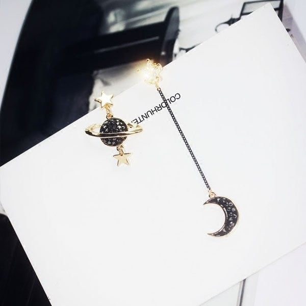Moon, Star, & Planet Asymmetrical Earrings