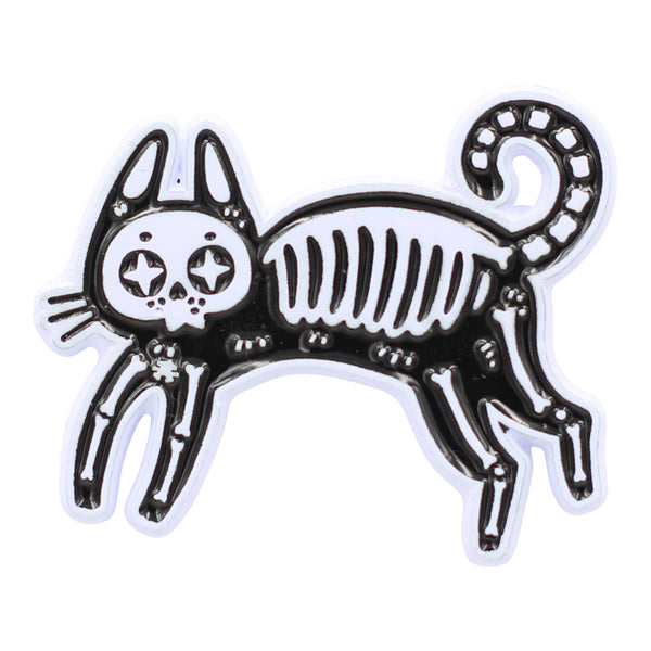 Black Cat Skeleton Enamel Pin- 2 Options