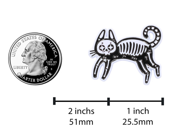 Black Cat Skeleton Enamel Pin- 2 Options