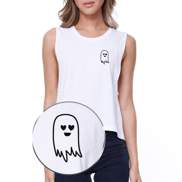 Ghost Heart Eyes Crop Top- White