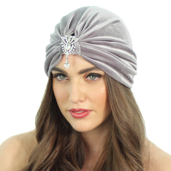 Flapper Crystal Pendant Turban- 2 Colors