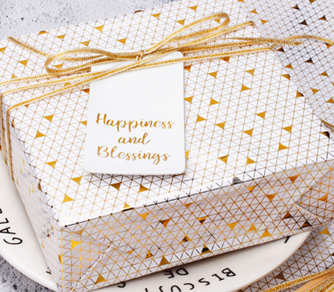 Foil Triangles Wrapping Paper Roll- White & Gold