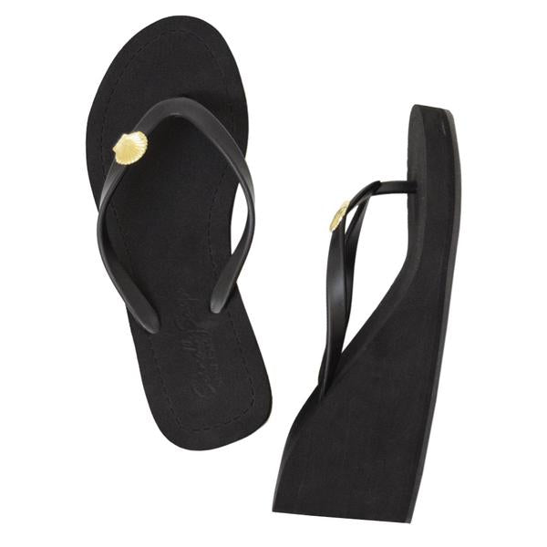 High Wedge Flip Flops with Gold Shell- 3 Colors