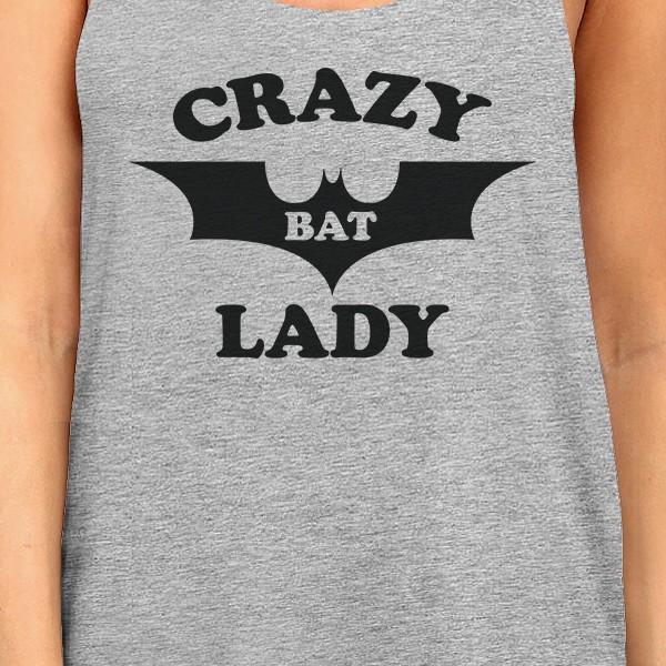 Crazy Bat Lady Racer Back Women's Tank Top- Heather Grey