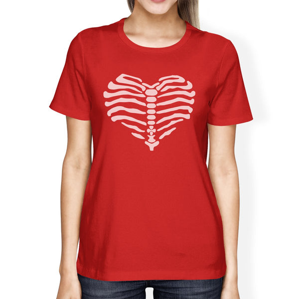 Skeleton Heart Women's T-Shirt- Red