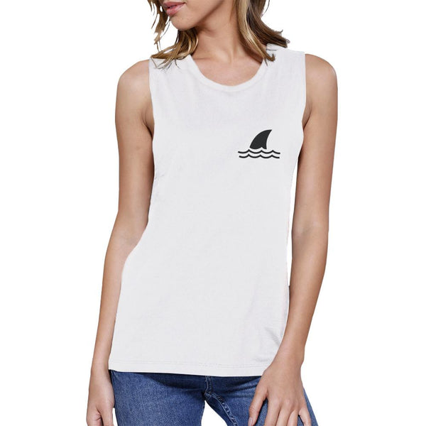 Shark Fin Women's Muscle Tee- White