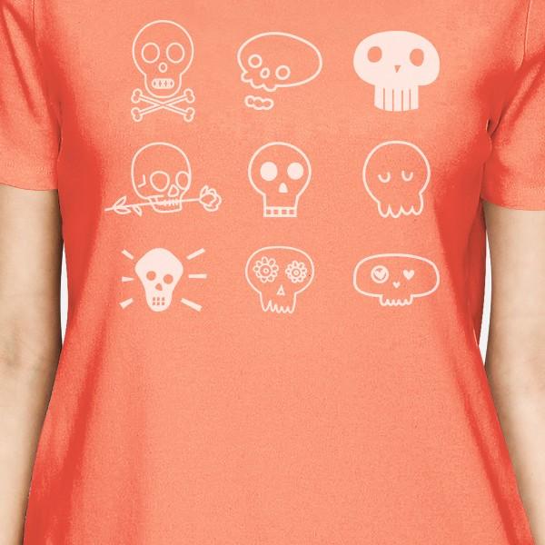 Skulls Women's T-Shirt- Peach