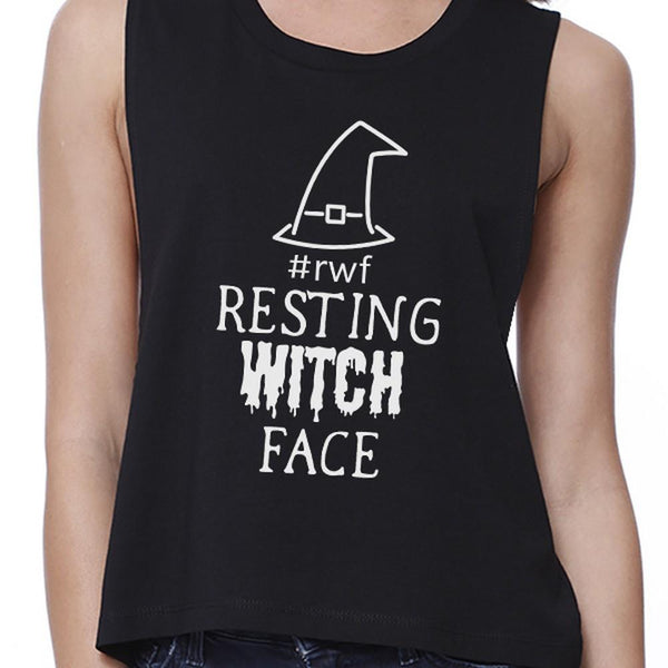 Resting Witch Face Crop Top- Black
