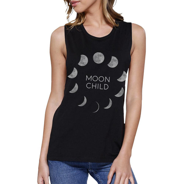Moon Child Women's Muscle Tee- Black