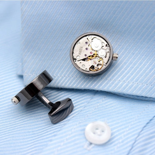 Stop Watch Clockwork Cuff Links- 2 Colors
