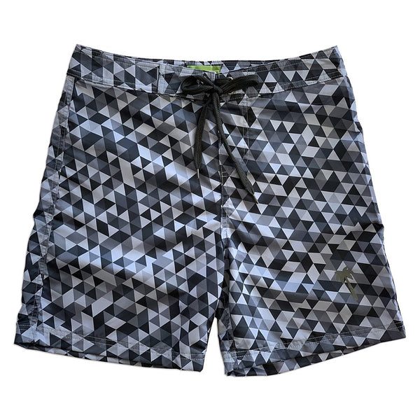 Geometric  Board Shorts- Grey