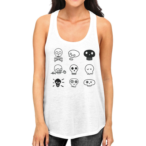 Skulls Women's Tank Top- White