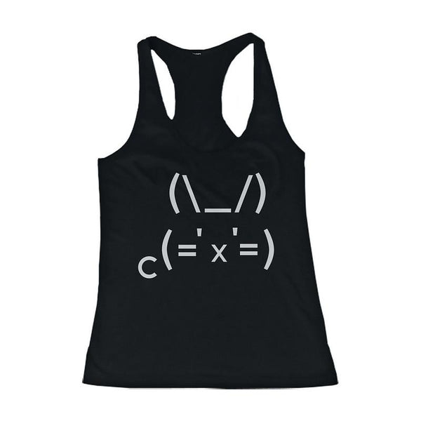 Bunny Text Art Racer Back Women's Tank Top