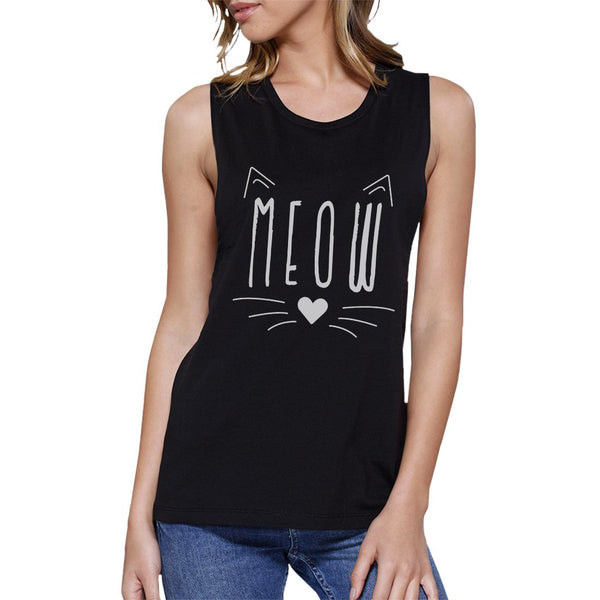 Meow Women's Muscle Tee- Black