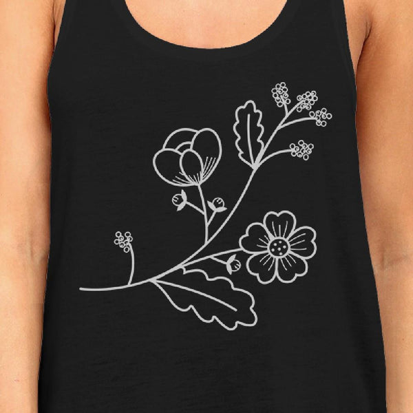 Floral Racer Back Women's Tank Top- Black