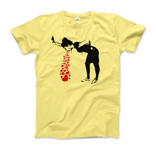 Banksy Lovesick Girl Throwing Up Hearts Artwork T-Shirt