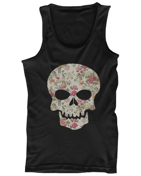 Floral Skull Racer Back Women's Tank Top