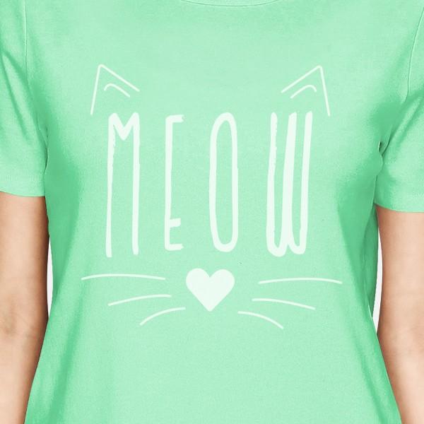 Meow Women's T-Shirt- Mint