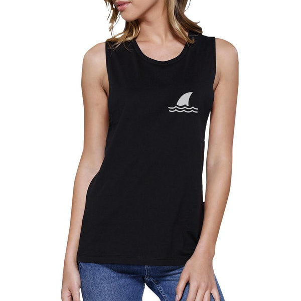 Shark Fin Women's Muscle Tee- Black