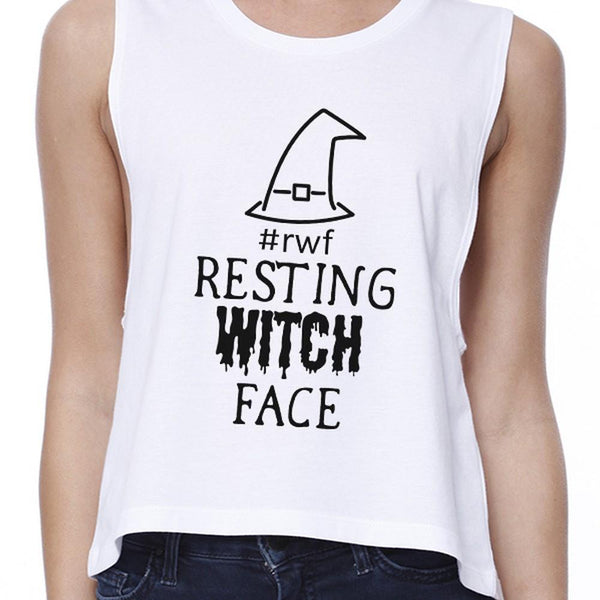 Resting Witch Face Crop Top- White