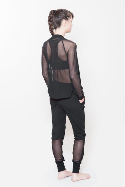 Black Mesh Zip-Up Jacket