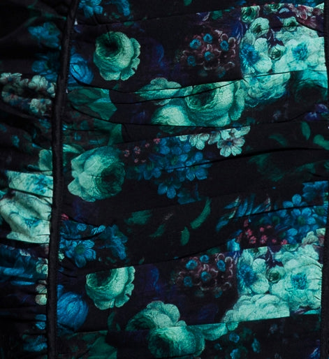 The Secret Garden Ruched Floral Pencil Skirt- Green