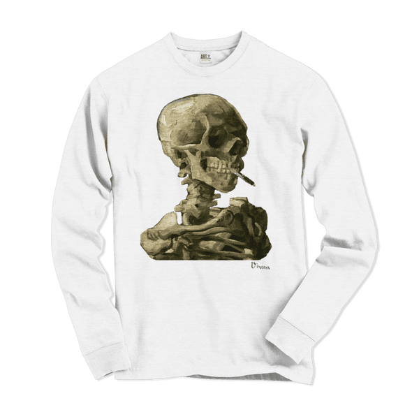 Van Gogh Skull of a Skeleton With Burning Cigarette 1886 Long Sleeve Shirt- 5 Colors