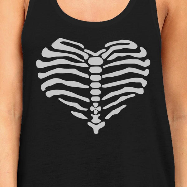 Skeleton Heart Women's Tank Top- Black