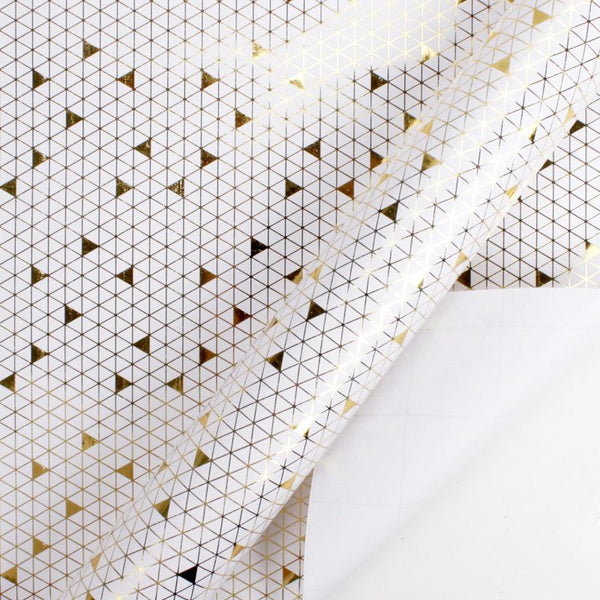 Foil Triangles Wrapping Paper Roll- White & Gold