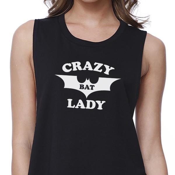 Crazy Bat Lady Crop Tank- Black