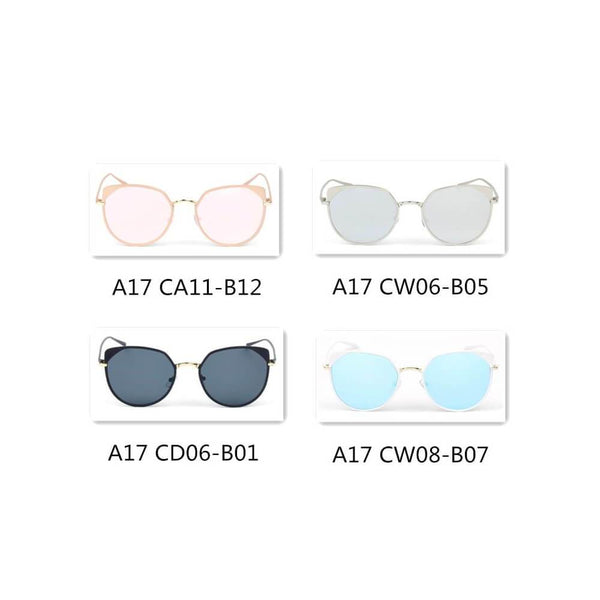 HERSHEY | A17 - Women's Flat Lens Metal Frame Cat Eye Sunglasses