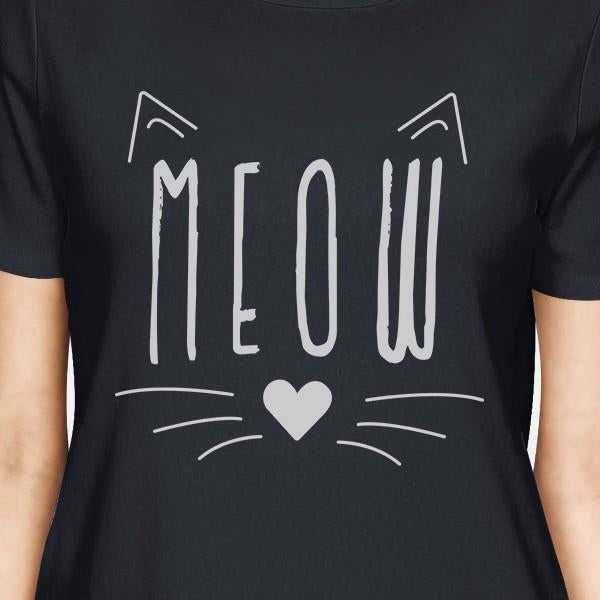 Meow Women's T-Shirt- Navy