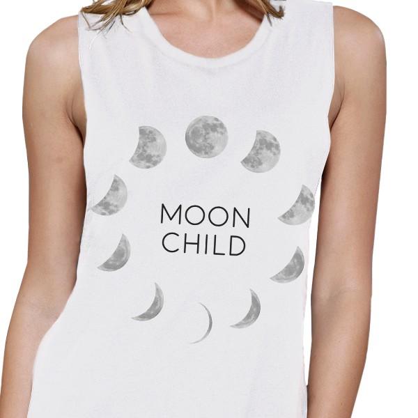 Moon Child Women's Muscle Tee- White