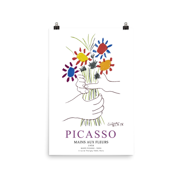 Pablo Picasso Hands With Flowers 1958 Artwork Poster