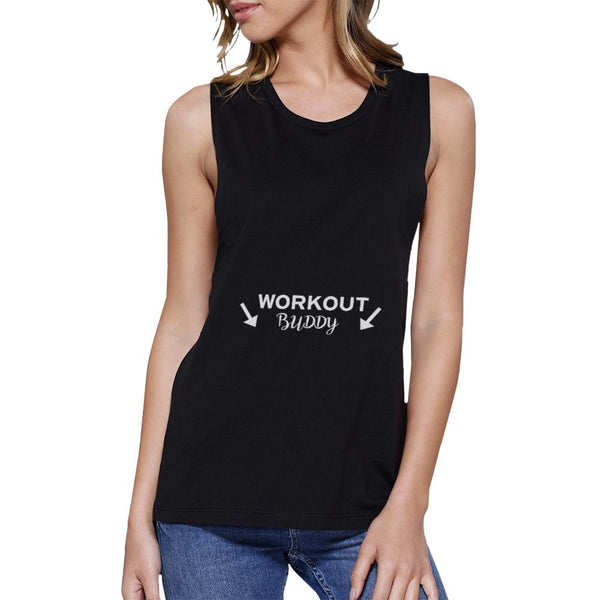 Workout Buddy Muscle Tee- Black