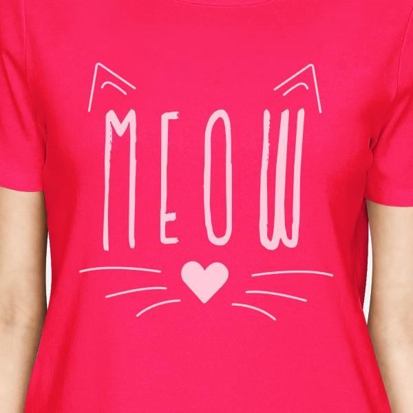 Meow Women's T-Shirt- Hot Pink