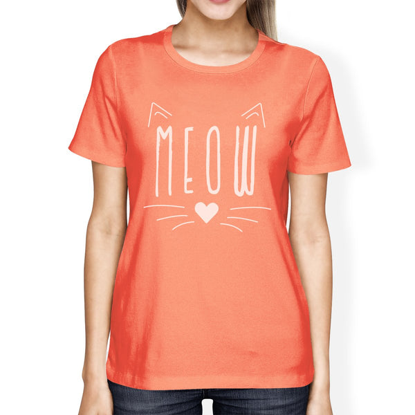 Meow Women's T-Shirt- Peach
